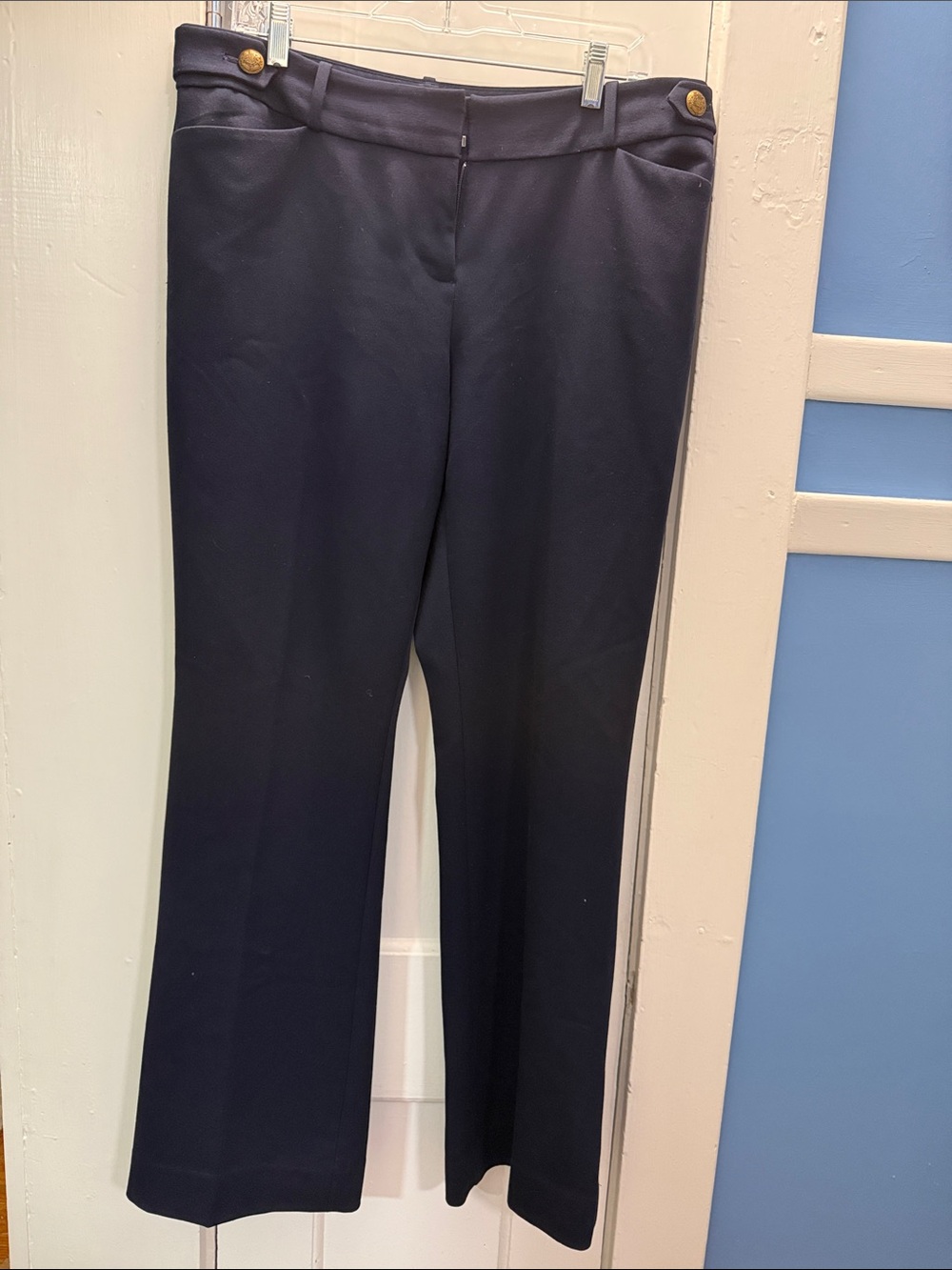 The Limited Women's Navy Dress Pants with Gold Button Detail